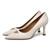 Temperament Pointed Style Work Shoes Are Not Tired Feet Sheepskin High Heels Super Large Size Leather Stiletto Wedding Women's Shoes