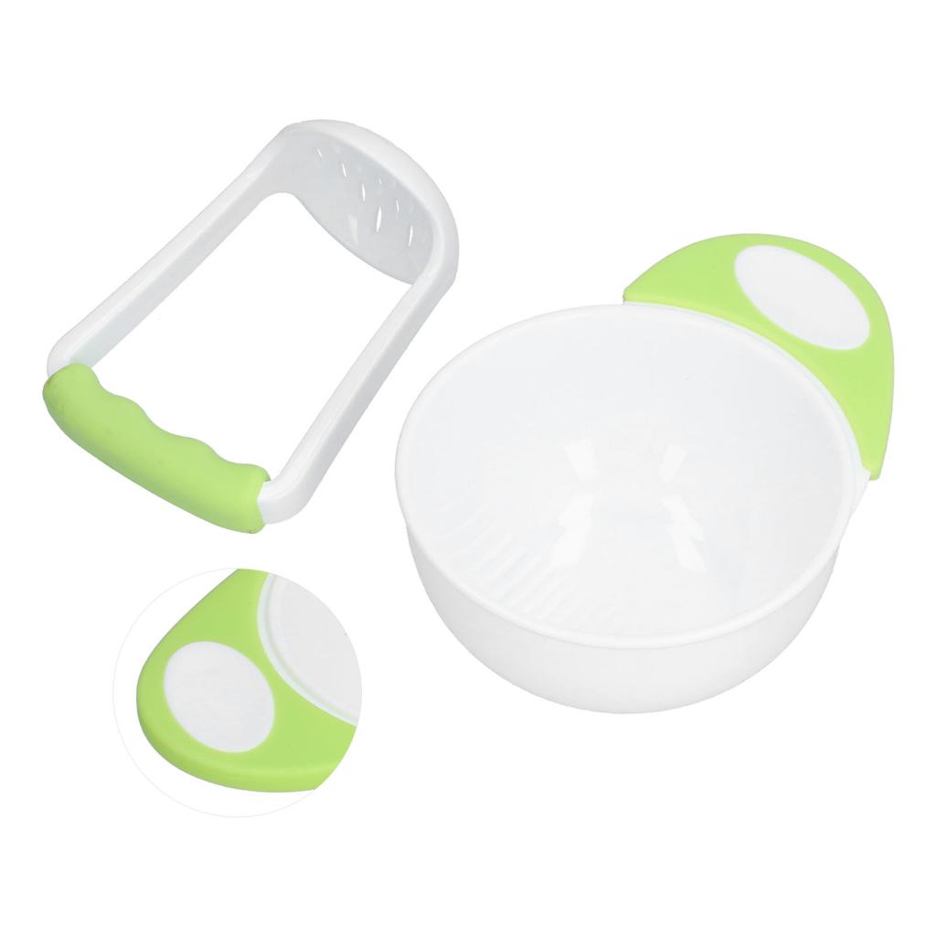 Baby Food Masher Bowl Set Non Slip Long Bowl Handle Fruit Vegetable Puree Mash Bowl with Grinding