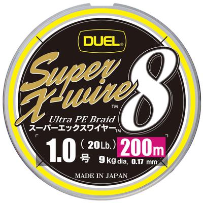 DUEL Super X Wire 8 PE Angelschnur High 5 [Hohe Festigkeit, Empfindlichkeit] #1.0, 200m, Farben/Gelbe Markierung, H3608N-5CR