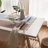 Tassel Cotton Linen Fabric Dust Proof Tablecloth Table Cover Tabletop Decoration(Brown 55*55in)
