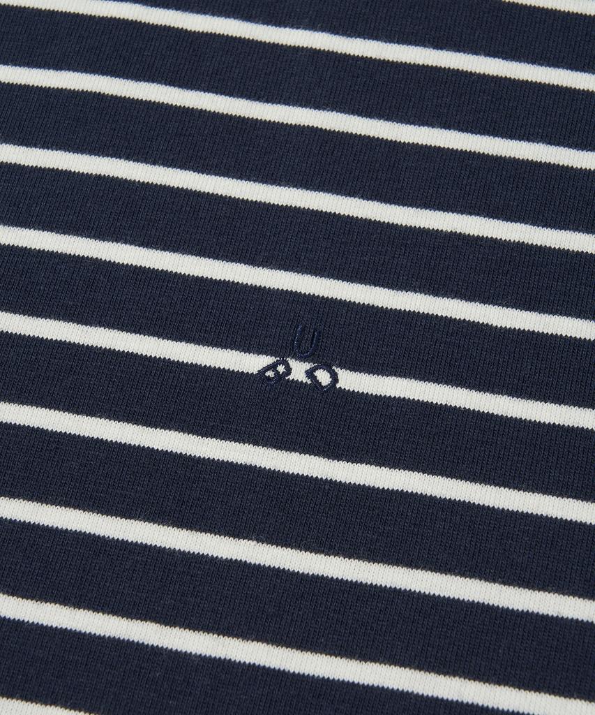 URBANDTYPE Paris Stripe Long Sleeve Polo Shirt_Dark Navy