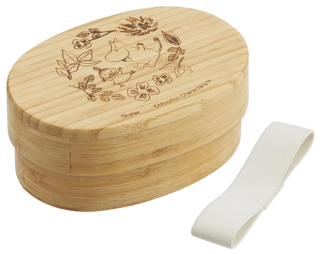 Skater Bamboo Lunch Japanese Oval with Dividers and Lunch Moomin Box, 400ml, Style, Shape, Belt, Design, BWLB4-A