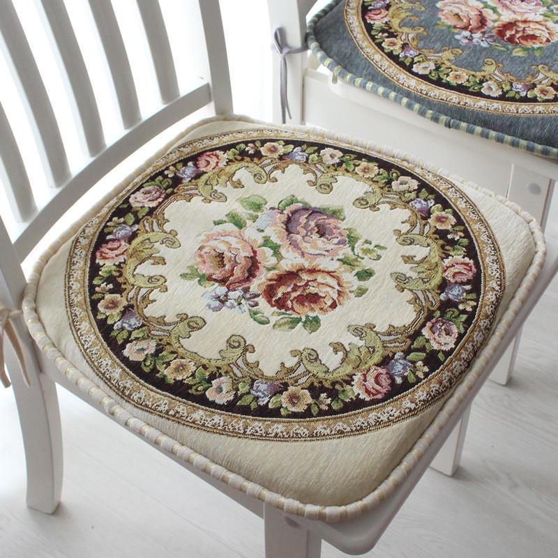 Chenille Non Slip Chair Cushion With Floral Pattern For Home Dining And Office