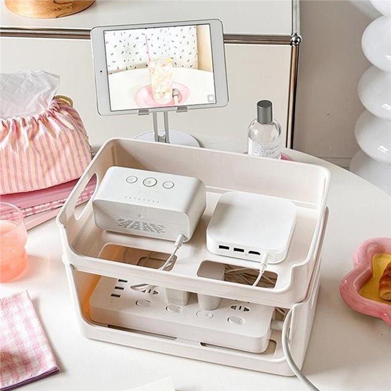 A25F-Wifi Router Box Storage Organizer TV Cabinet Top Box Concer Desktop Cable Management Home Decoration B