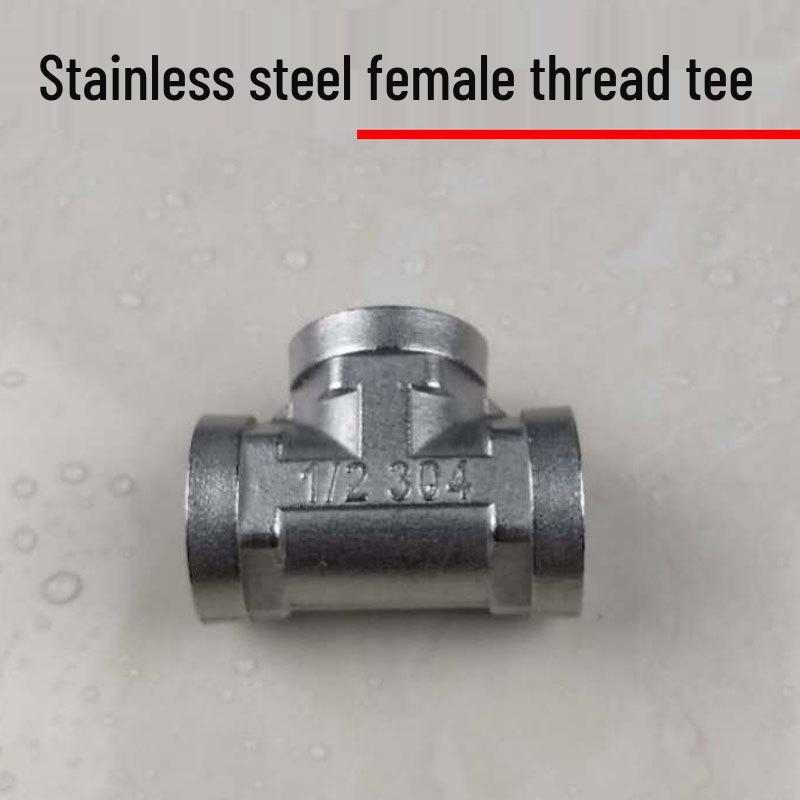 Stainless Steel 4-Point Thickened Male & Female Thread Live Joint Tee Gas/Water Pipe Elbow Fittings