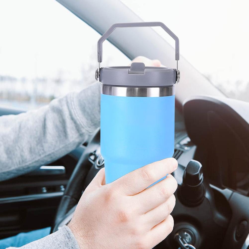 20/30oz 304 Stainless Steel Insulated Water Bottle Thermal Coffee Car Cup Cold Hot Mugs Vacuum Flask With Handle Straw For Sport