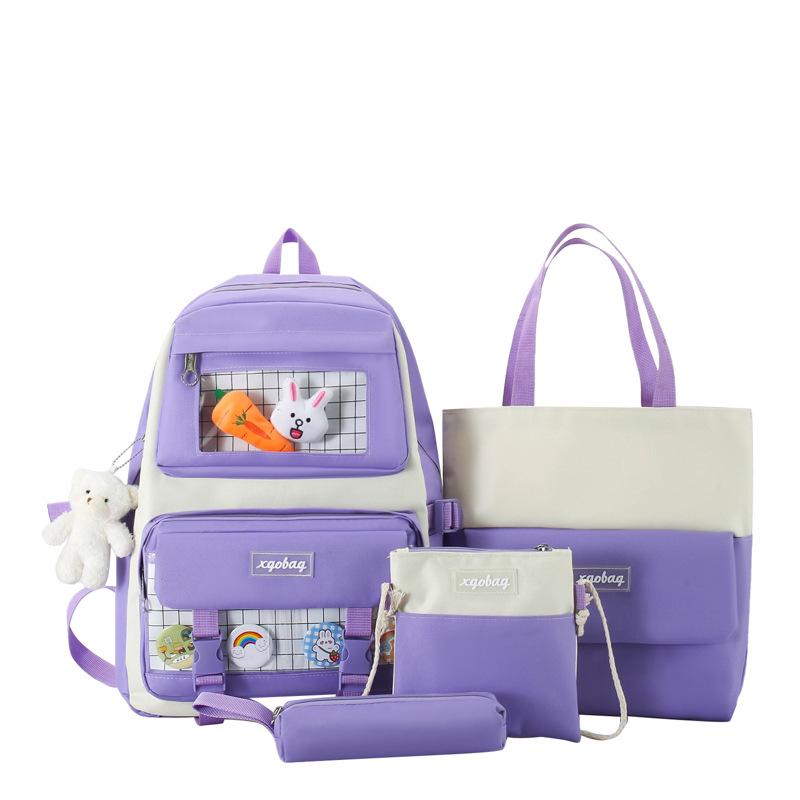 School Bag, Backpack, Four-piece Set for Junior High School Students, Backpack for Junior High School Students and Primary School Students