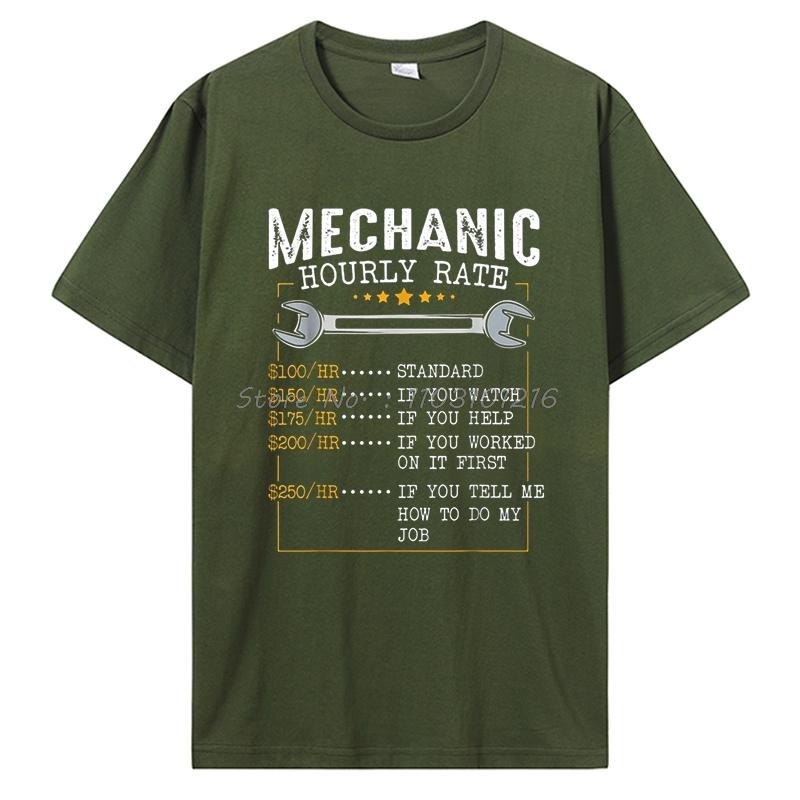 

Футболка с почасовой ставкой механика из хлопка, ставка труда «Веселые рабочие», «Автолюбитель», футболка с коротким рукавом из хлопка, мужская одежда, свободные топы унисекс XXXL армия зеленый