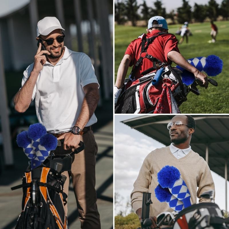 3Pcs Knitted Golfing Club Head Covers Knitted Golfing Driver Headcover Golfing Wood Head Covers Golfing Club Accessories