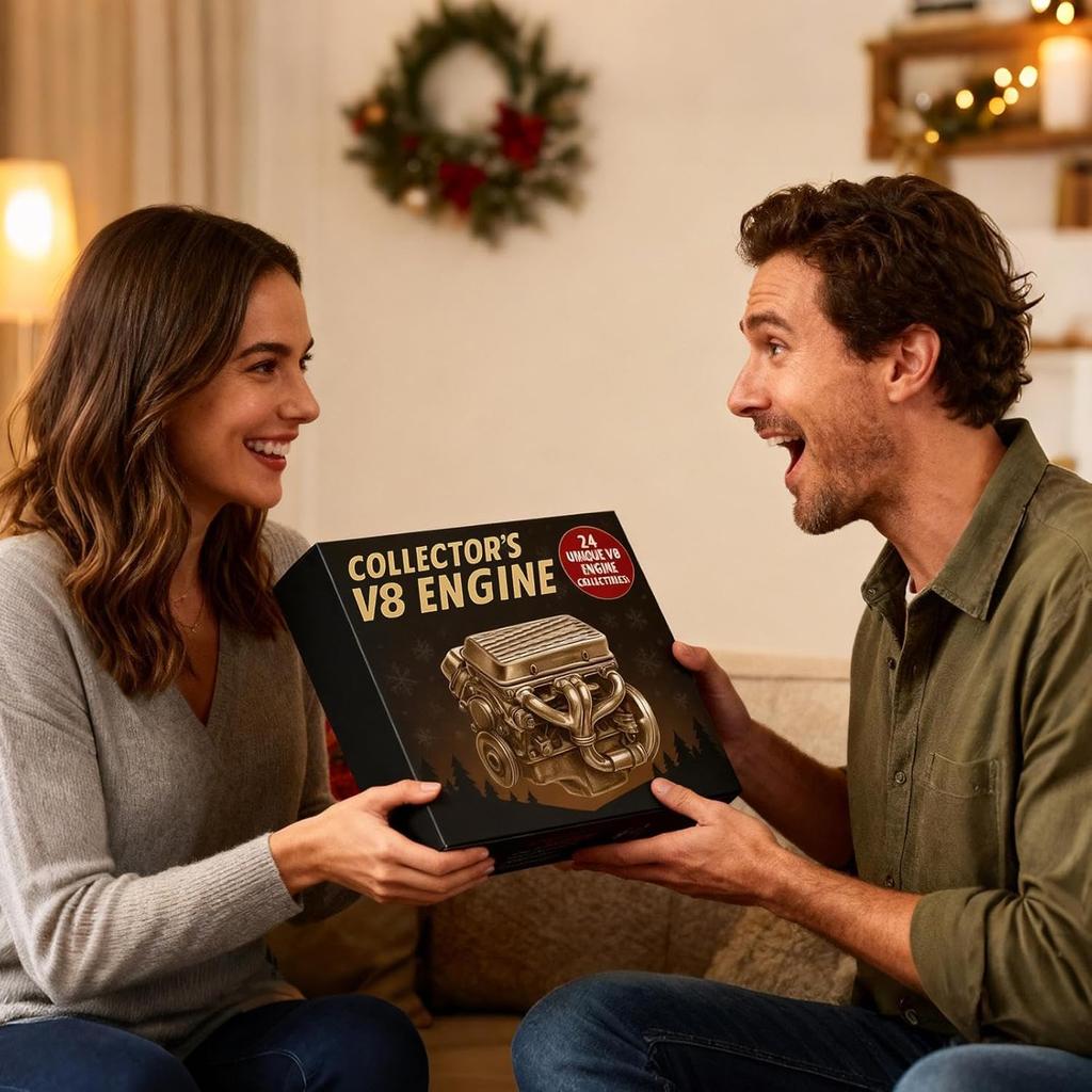 Motor Adventskalender, 2025 Weihnachtsbaum Countdown-Kalender, 24 verschiedene Motor-Ornamente, Weihnachtsüberraschungsgeschenk für Autoliebhaber