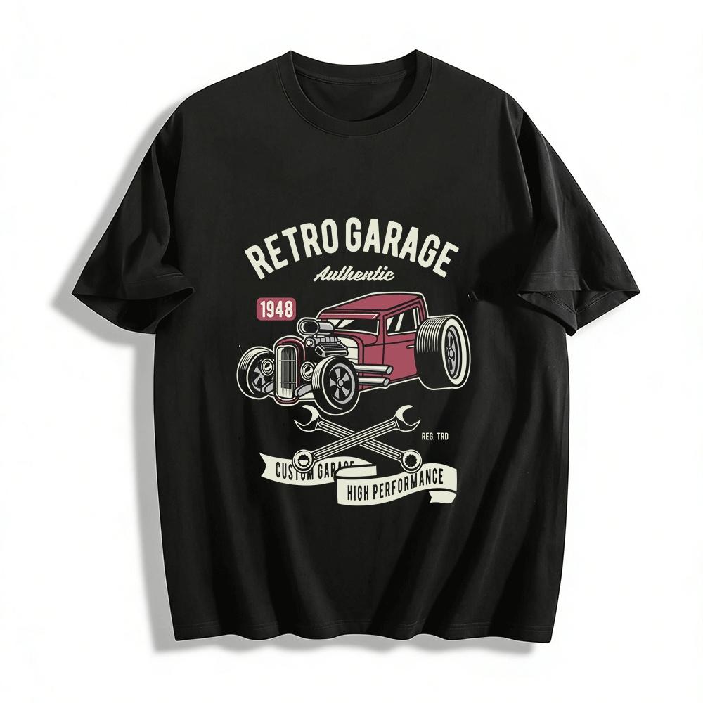 

Retro Garage 1948 Hot Rod Print Tee American Vintage Car Culture Top Pure cotton T-shirt XXS