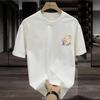 New High-quality Trendy Brand American Cartoon Bear Print Men's and Women's Pure Cotton Short-sleeved Casual Loose T-shirt