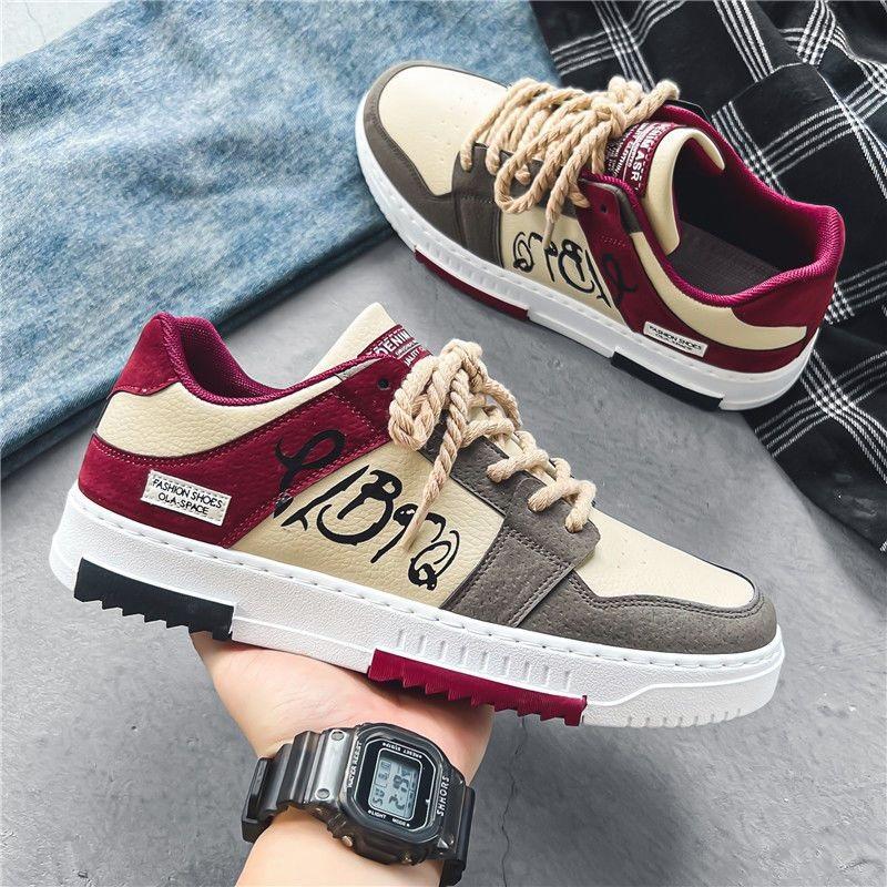 Men's Casual Platform Sneakers Lace Up Fashion Skateboard Shoes For Daily Wear
