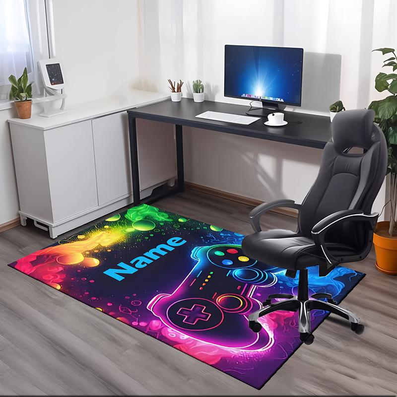 Custom Name Game Controller Printed Carpet, for Office Chair Living Room Bedroom Kitchen Room Decor Gifts.