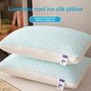 Summer Cooling Ice Silk Pillow Breathable Mesh Edges 3D Ergonomic Cervical Support Pillow Core for Home Hotel Helps with Sleep