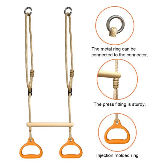 Fitness Ring Hanging Swing Rod Anti-Slip Grip Adjustable Length Smooth Shape Design Safety Knot Fitness Ring