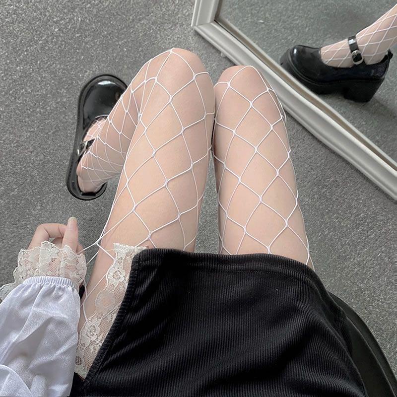 Women Jk Girl Cute Bowknot Tights Lolita Pantyhose Sexy Lace Mesh Fishnet Thigh High Stockings Club Party Cosplay Kawaii Hosiery