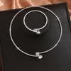 Collar Bracelet 2-Piece Set, Pearl Zircon Love Triangle Round Fashion Temperament
