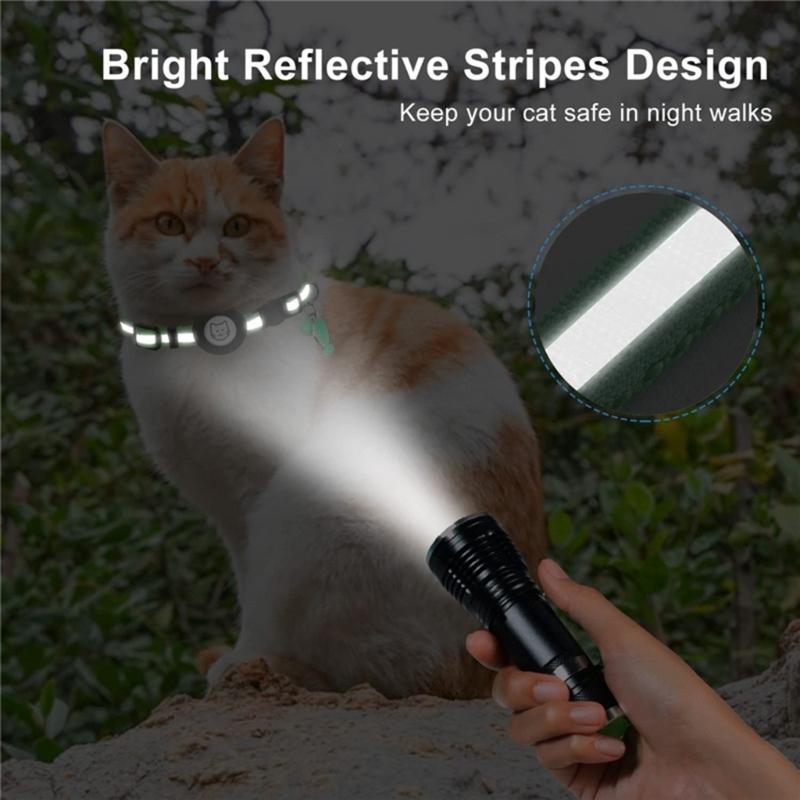 Pet Collar Adjustable Cats Collar with Reflective-Stripe & Tracker-Protector Dogs Nylon Breakaway Collar Pet Supplies
