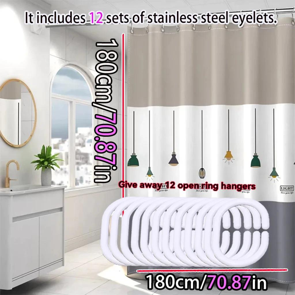 Nordic Chandelier Pattern Shower Curtain Bathroom Partition Curtain PEVA Material Waterproof and Easy to Clean