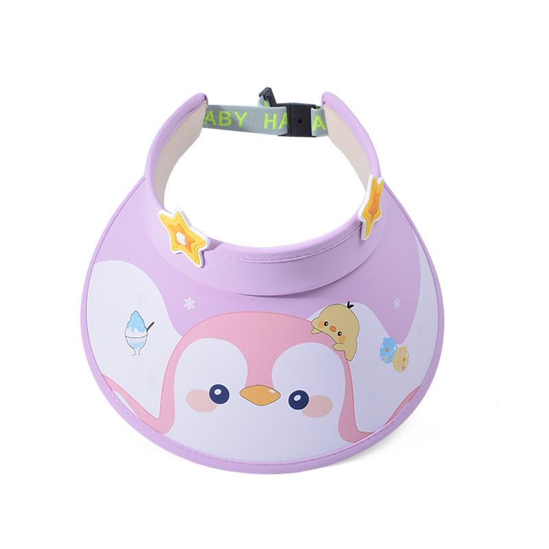 Niedlicher Kinder-Sonnenhut mit breiter Krempe und Pinguin-Cartoon für Jungen und Mädchen im Sommer