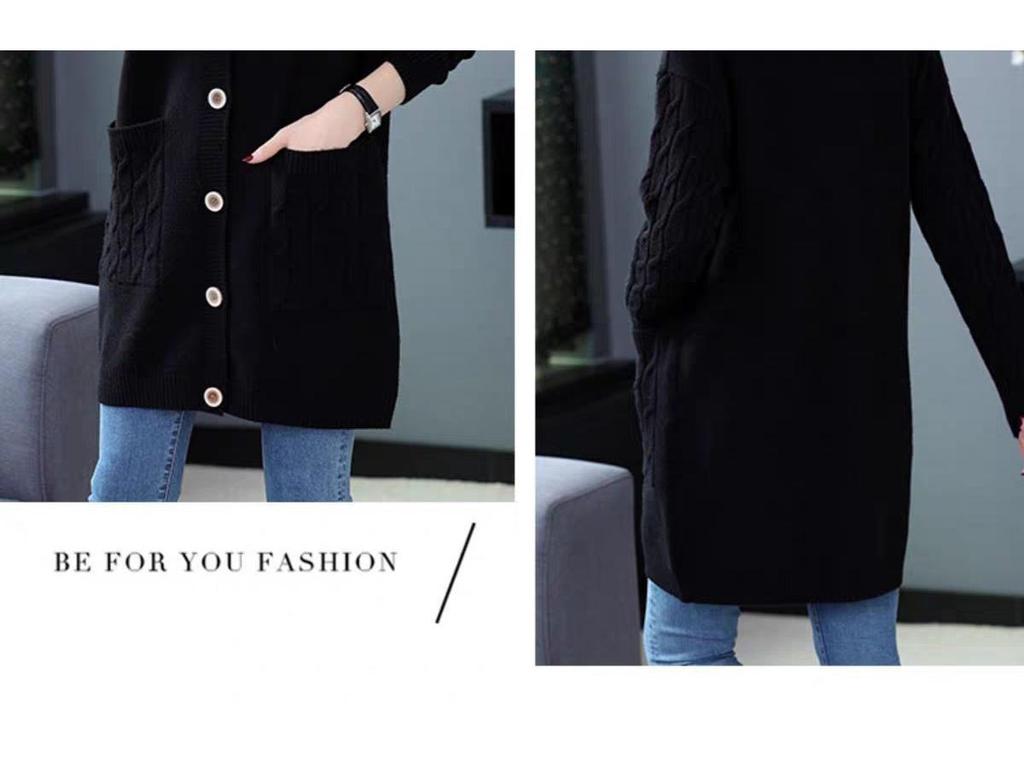 Übergröße Mittellanger Cardigan-Pullover für Damen - 2023 Locker Gestrickt Frühling & Herbst Oberbekleidung Trend