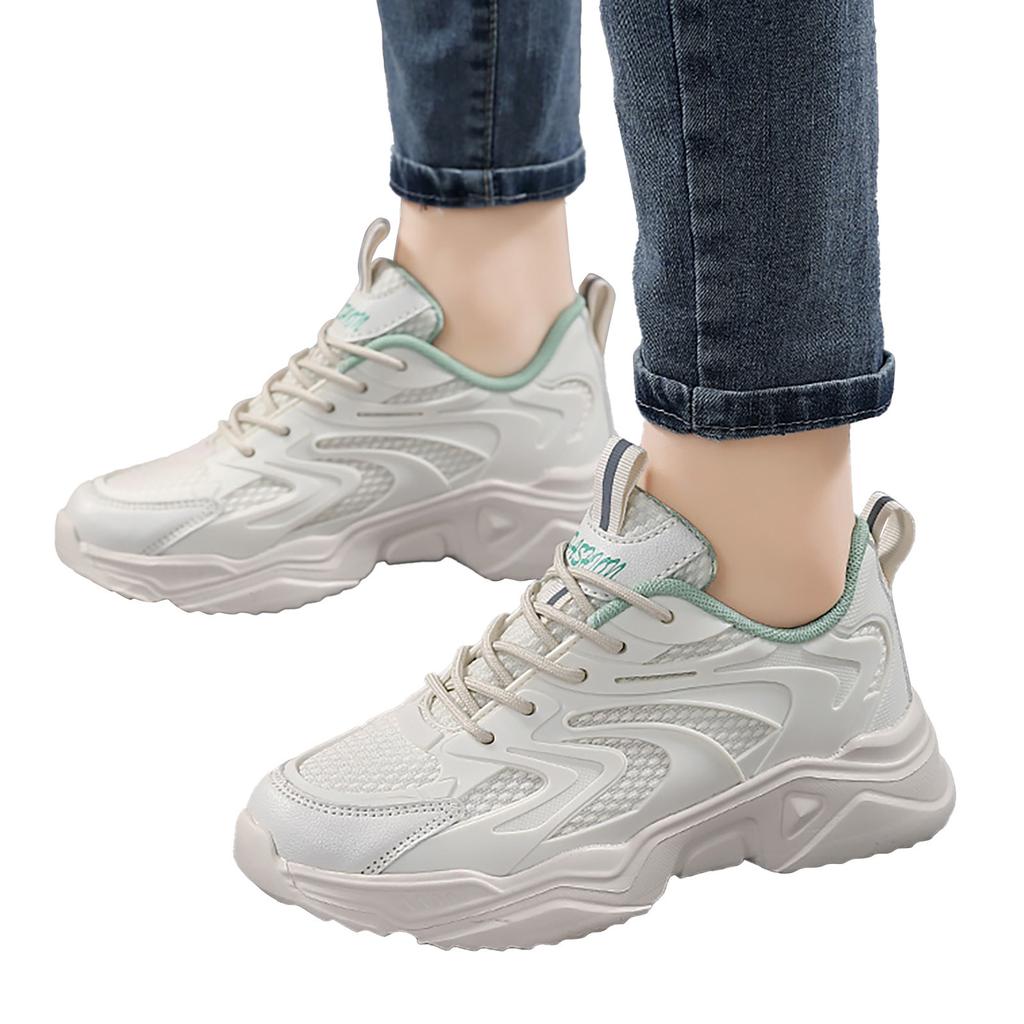 Freizeit Damenschuhe Schnürung Reise Weiche Sohle Bequem Schuhe Outdoor Mesh Schuhe Laufen Sport Atmungsaktiv Keilabsatz Sneaker für Damen