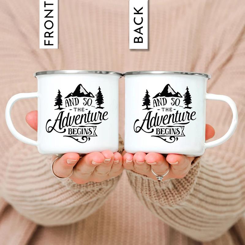 Outdoor Enamel Water Cups, Camping Mug, Campfire Party, Beer Coffee Mugs, Mountain Handle Mug, Best Gifts for Camper Lovers