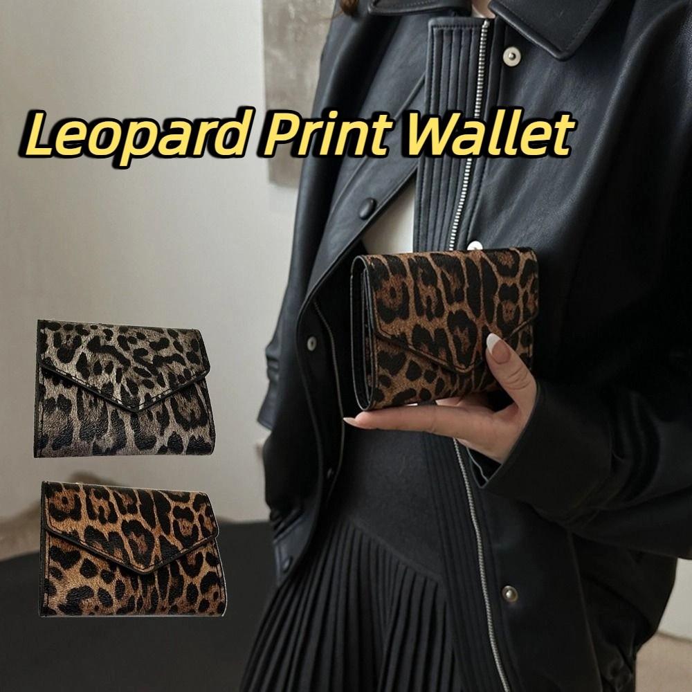 Korean Style Envelope Clutch Bag Elegant Coin Purse Change Bag Leopard Short Wallet  Outdoor