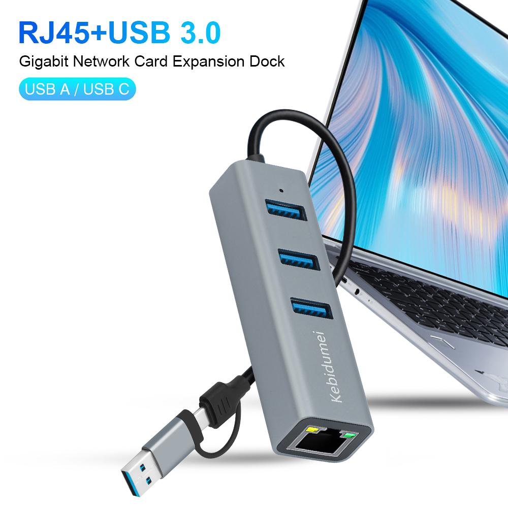 USB 3.0 Type C HUB 1000Mbps Ethernet Adapter USB 3.0 Network Card to RJ45 Lan Hub for MacBook Laptop Computer
