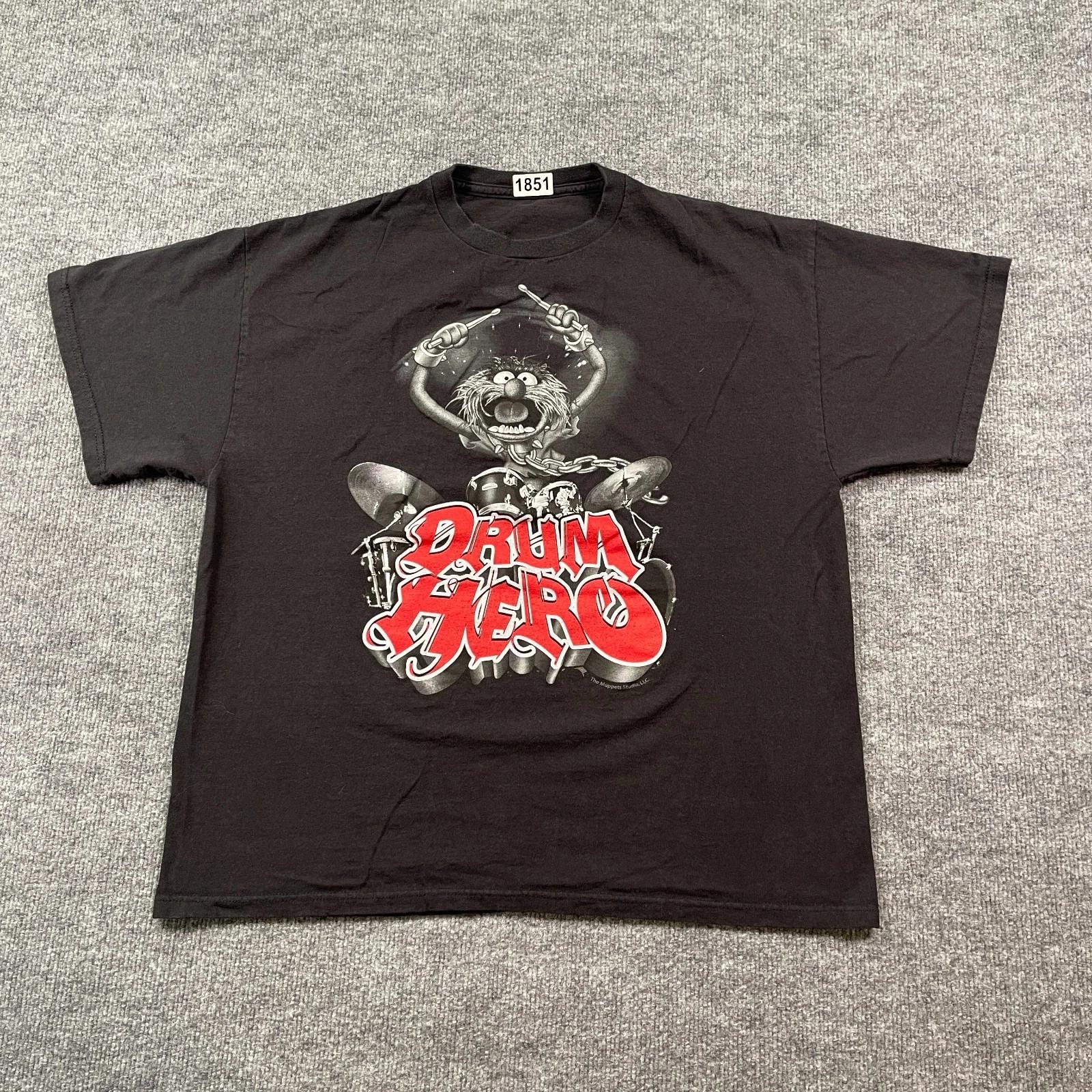 Винтажная рубашка The Muppets Animal Drum Hero Y2K XL 23x26 Черная S