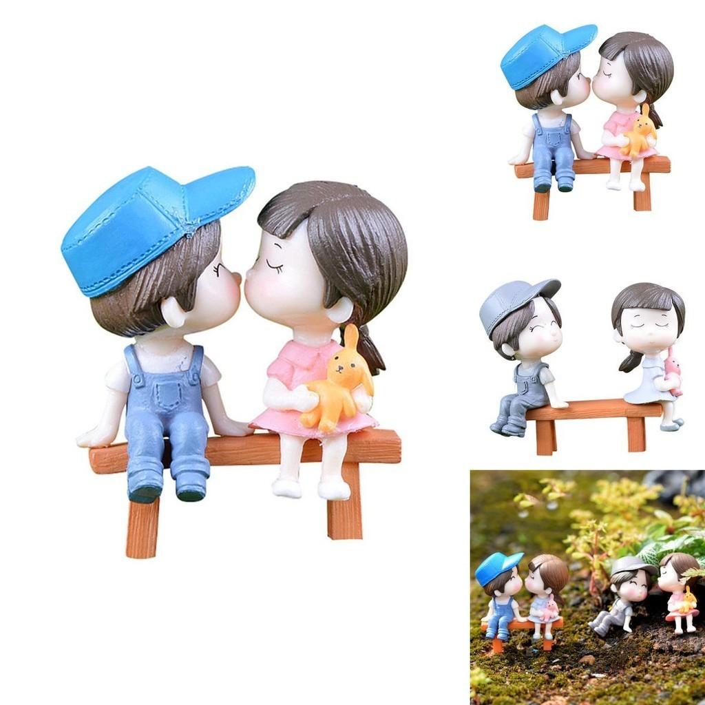 Urocze Lalki Całującej się Pary Do Rękodzieła Ozdoba do Mikro Ogrodu