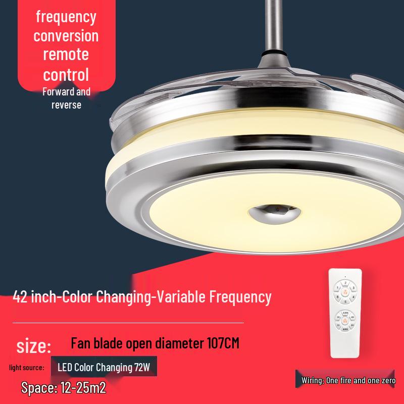 Smart Variable Frequency Ceiling Fan with Chandelier for Living Room, Bedroom, and Restaurant