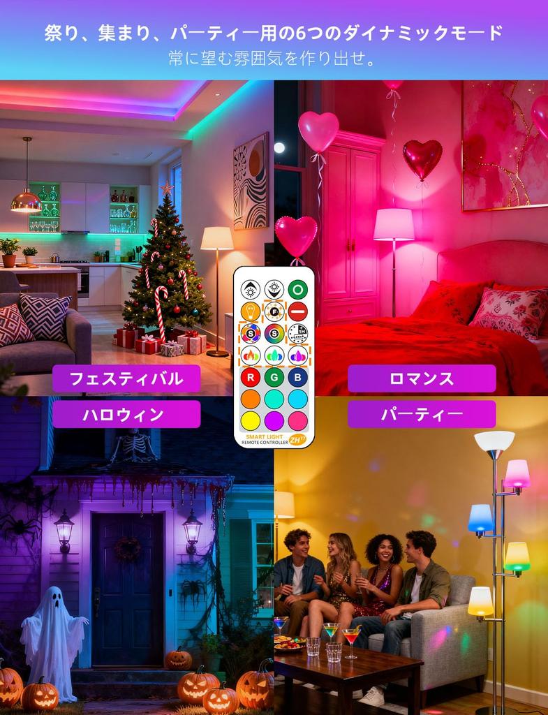 HEKEE LED Bulbs, 26mm Base Diameter, 2700K Warm White, 100W Equivalent, 1200LM, Remote Control, RGB + E26 (Set of 2)