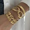 Stainless Steel Metal Starfish Shell Coral Bracelet For Women Gold Color Retro Flower Stripe Texture Cuff Bangle Party Jewelry