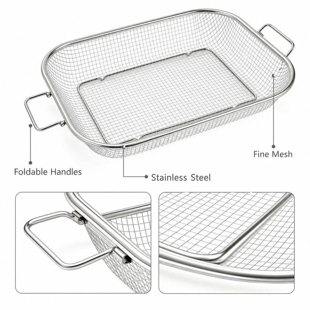 Rectangular Shape Barbecue Basket Stainless Steel Grilling Tray BBQ Grill Basket  Barbecue Cooking