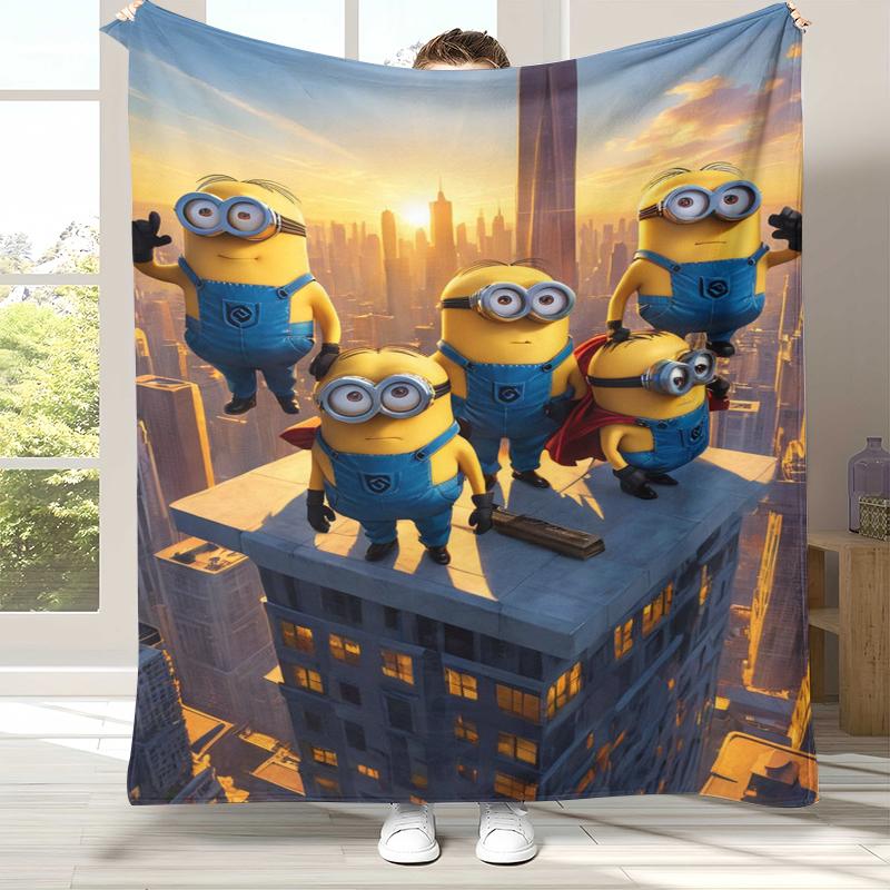 

Cute Minions cartoon Flannel Blanket,Ultra Soft Warm Plush Throw for Home Bedroom Bed Sofa Cover Camping Picnic gift kids 75x90cm