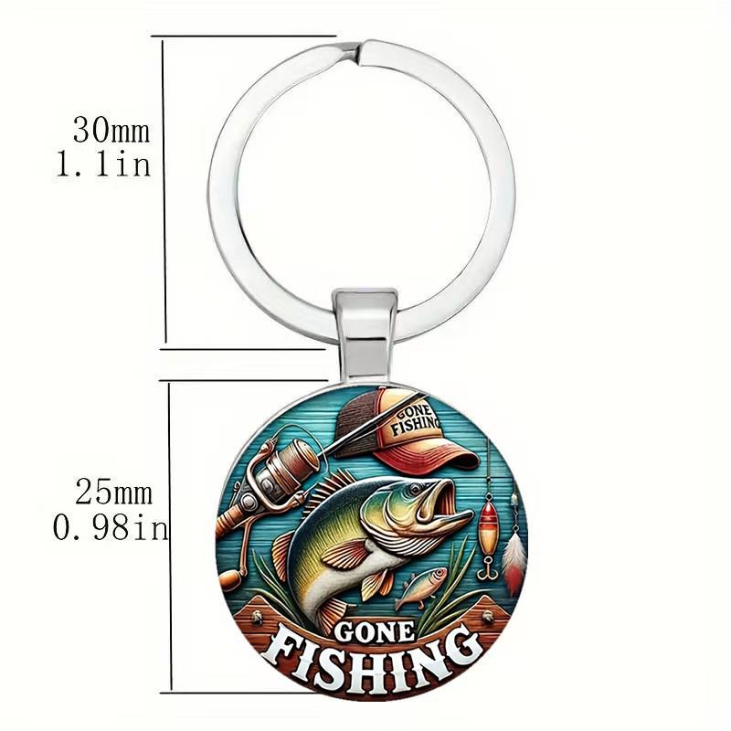 Modern Minimalist Glass Keychain With Fish Pattern Jewelry For Gift Giving