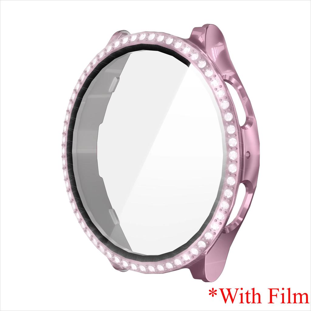 Glass+Diamond Case for Samsung Galaxy Watch 7 40 44mm Accessories Bling PC Bumper+Screen Protector for Galaxy Watch 7 Cover Case