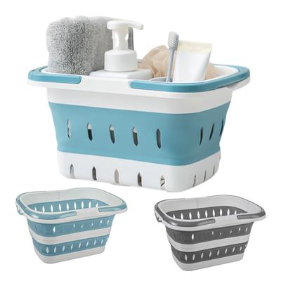Storage Basket Portable Folding Plastic Bath Caddy with Handle Large Capacity