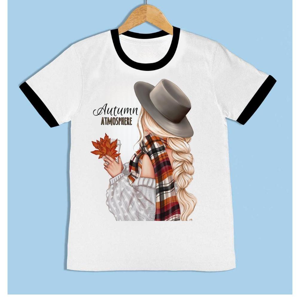 Coffee Girl Top Women's Street Wear White T-shirt with Printed T-shirt Couple's Wear