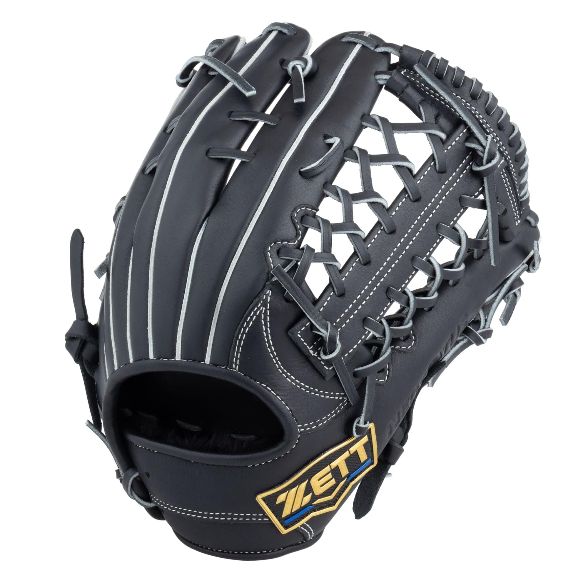 ZETT Neo Status Soft Baseball Size 7 All-Around Glove, Right-Handed Throw, Black, (BRG362650)