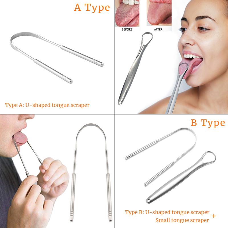 Dental Stainless Steel Metal Tongue Brush Tongue Scraper Cleaner for Adults Surgical Professional Eliminate Bad Breath Tool