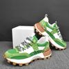 Color Block Fashion Chunky Sneaker Men Running Shoes Casual Leather Fabric Breathable Height Increased Platform Sport Shoes