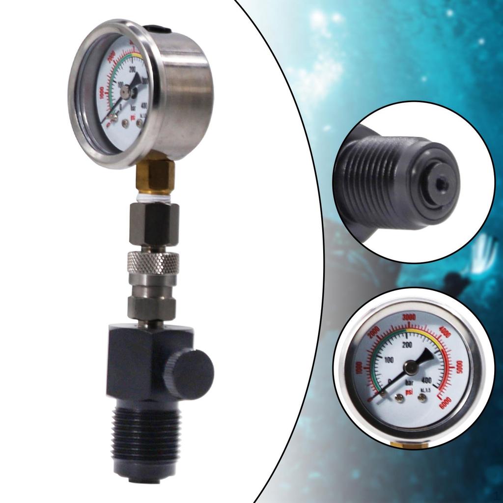 Tank Pressure Checker Test Tool, Compact Easy To Read, Luminous Scuba Diving Gauge for
