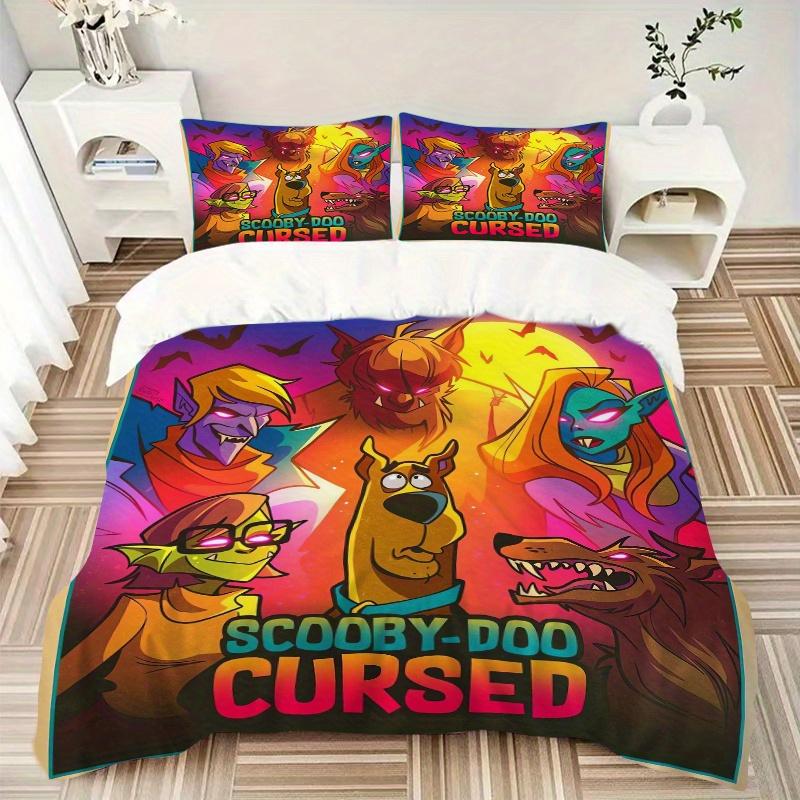 Set Copriletto Stampa Maledizione Scooby Doo 3 Pezzi Ultra Morbido, Traspirante e Confortevole con Design Elegante per Arredamento Camera da Letto e Camera degli Ospiti 1 Copri an