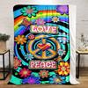 Love & Peace Rainbow Floral Design Blanket Flannel blanket for bedroom, living room, sofa, and nap sofas.