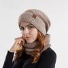 Soft Winter Beanie Hat Scarf Set Thicken Warm Wool Hat Hiking Thermal Knit Cap  Skiing