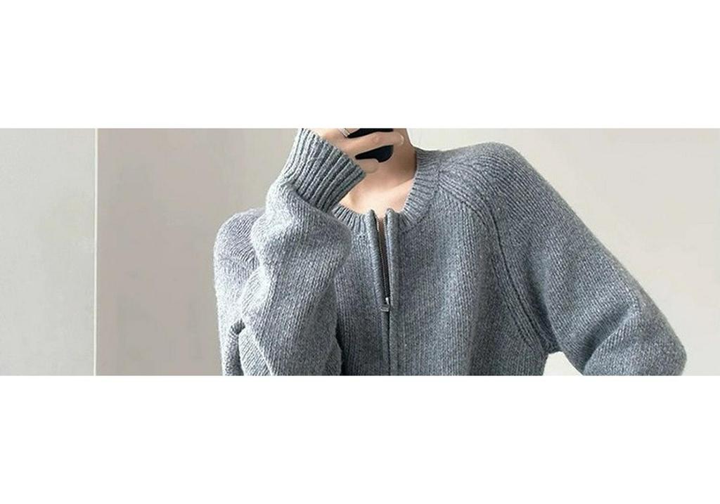 Women's 100% Pure Wool Double-Ply Cardigan - Short, Thickened Autumn/Winter Sweater