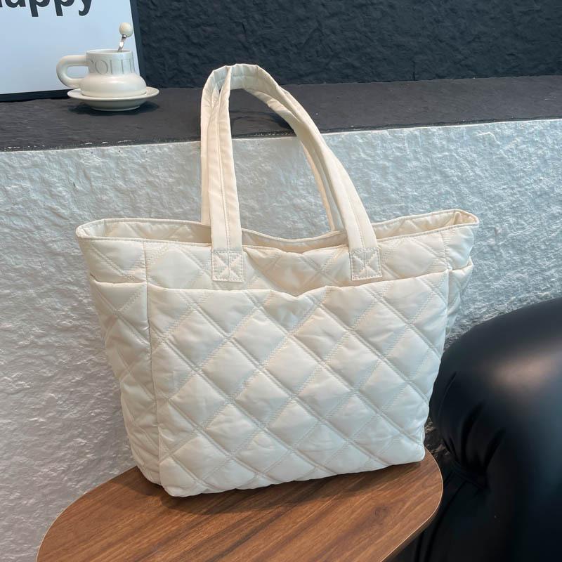 Women Cott Padded Tote Bag Korean Style Large Capacity Shoulder Bag for Travel CommuteComfortable for Daily Use Laptop Bag